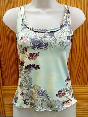 Vintage Scooped V- Neck Tank Top - Mint